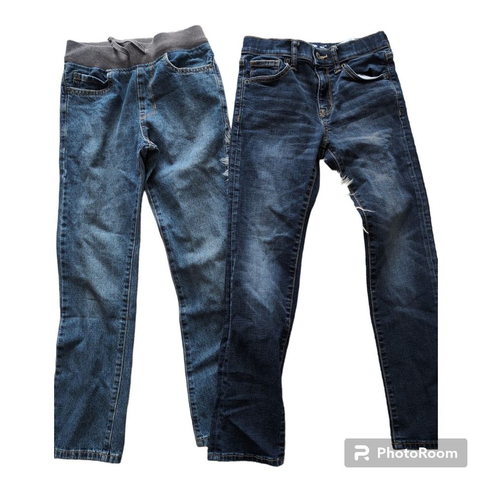 (2) Pair Old Navy Boy's Jeans Size 10 Skinny Built-In-Flex Waist Straight Skinny